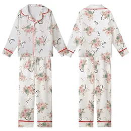 Women's Elegant Watercolor Bloom Calligraphy Numeral Pattern in Pastel Pink & Sage Kid Satin Pajamas Set