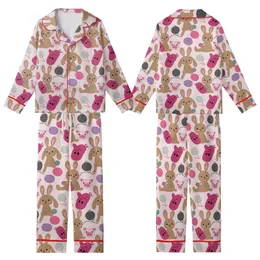 Cozy Loungewear: Crocheted Floppy Ear Bunny & Pig Slipper Pattern - Soft Tones Pajamas Kid Satin Pajamas Set