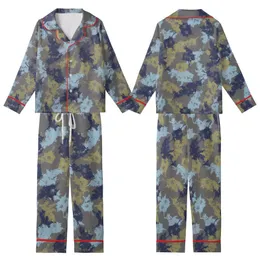 Modern Art Lovers' Abstract Distressed Botanical Painterly Pattern Muted Charcoal Indigo Blue Olive Gold Kid Satin Pajamas Set