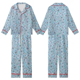 Nature Lovers' Powder Blue Delicate Floral Vine Chocolate Brown Cyan Botanical Pattern Kid Satin Pajamas Set