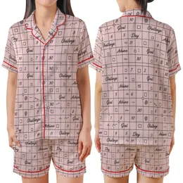 Women's Pastel Pink 30-Day Goal Pajamas: Minimalist Script Grid Sleep Set Satin Short-Sleeve Pajamas Set