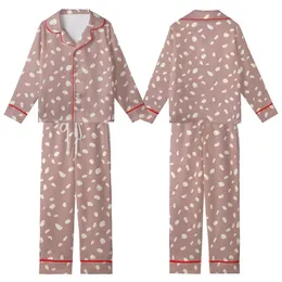 Women's Dusty Rose Minimalist Off-White Hand-Drawn Organic Shapes Pattern Kid Satin Pajamas Set