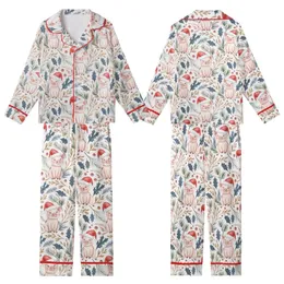 Pig Mom Holiday Pajamas: Hand-Drawn Watercolor Santa Pig & Winter Botanical Sleep Set Kid Satin Pajamas Set