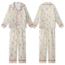Women's OEKO-TEX Linen Pajamas Set: Minimalist Botanical Leaf Print - Relaxed Tank & Pants Kid Satin Pajamas Set
