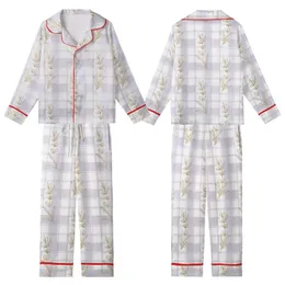 Family & Bridesmaid Rayon Pajamas: Subtle Gingham & Lavender Botanical Sleep Set Kid Satin Pajamas Set