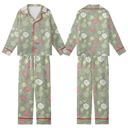 Bridesmaid & Bridal Party Personalized Sage Green Rose Print Satin Long Sleeve Pants Pajamas Set Kid Satin Pajamas Set