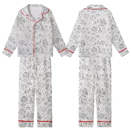 Breakfast Lovers' Whimsical Black Outline Coloring Book Doodle Breakfast & Birthday Party Pattern Kid Satin Pajamas Set