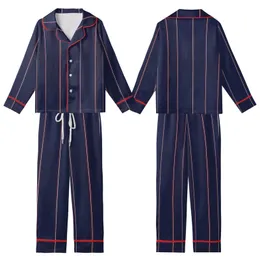 Modern Aesthetic Lover's Geometric Deep Navy Wide Vertical Stripes with Red-Maroon White Pinstripes Kid Satin Pajamas Set