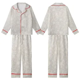 Women's Rustic Minimalist Floral Print Muslin Cotton Loungewear Kid Satin Pajamas Set