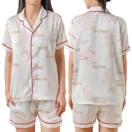 Bridesmaid Proposal Personalized Satin Pajamas: Elegant Rose Gold Script Floral Monogram Cami Set Satin Short-Sleeve Pajamas Set