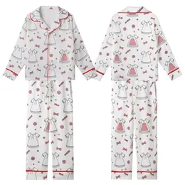 Girls' Playful Line Art Pajama Set: Minimalist Bow & Button Dusty Pink Nightwear Motif Kid Satin Pajamas Set