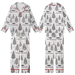 Family Christmas: Hand-Sketched Rustic Tree Pattern – Vintage Pen & Ink Wearable Art Kid Satin Pajamas Set