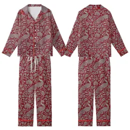 Women's Long Indian Block Print Pajama Set: Crimson Peacock & Botanical Organic Cotton Sleepwear Kid Satin Pajamas Set