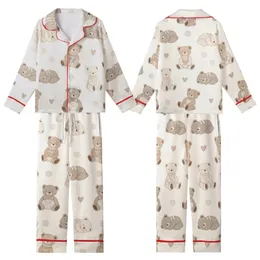 Cozy Dreamer's Fuzzy Teddy Bear Pajamas: Hand-Drawn Crochet Style Pattern - Sleep Set Kid Satin Pajamas Set