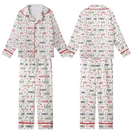 Holiday Enthusiasts' Festive Script Bold Serif Words Minimalist Icons Red Green Black White Pattern Kid Satin Pajamas Set