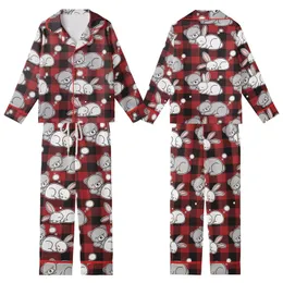 Women's Digital Pajama Sewing Pattern: Buffalo Plaid Bunny Bear Loungewear & Sleepwear Kid Satin Pajamas Set
