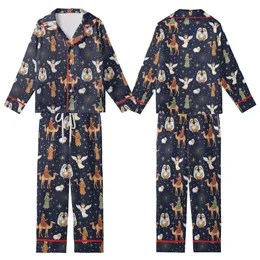 Whimsical Nativity Watercolor Pattern: Manger Scene Angels Wise Men Camels Fabric Print Kid Satin Pajamas Set