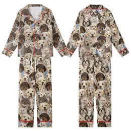Pet Lover's Photorealistic Puppy Kitten Dog Cat Faces Collage Kid Satin Pajamas Set