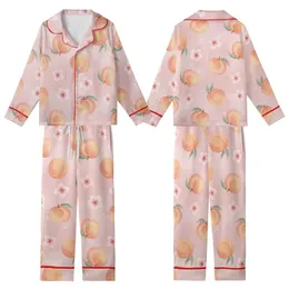 Women's Hand-Drawn Watercolor Peach Blossom Loungewear Pants: Blush Pink Comfy Polyester Sleepwear Kid Satin Pajamas Set