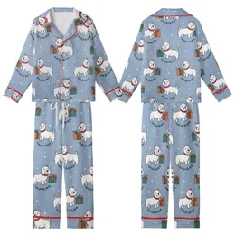 Dog Mom's Periwinkle Westie Christmas Sleepwear - Cute Holiday Dog & Gift Loungewear Set Kid Satin Pajamas Set