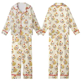 Whimsical Amigurumi Opossum Chicks: Crocheted Pastel Yellow Animal Print Pajamas Kid Satin Pajamas Set