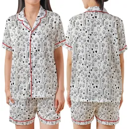 Women's Dog & Wine Lover: Playful Paw Print & Wine Glass Pattern Cozy Loungewear Satin Short-Sleeve Pajamas Set
