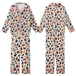 Women's & Family Playful Cow Print Pajamas: Organic Spot & Moo Face Silky Sleep Set Kid Satin Pajamas Set