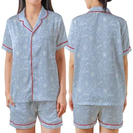 Bridesmaid & Bride Satin Pajama Set: Minimalist Love Ring Heart Long Sleeve Design Satin Short-Sleeve Pajamas Set