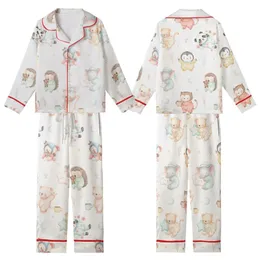 Watercolor Baby Animals Pajamas: Woodland Critters Seamless Pattern Sleep Set Kid Satin Pajamas Set