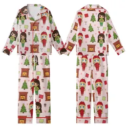 Chibi Best Friends Christmas Pajamas Clipart: Cozy Soul Sisters Pattern PNG Kid Satin Pajamas Set