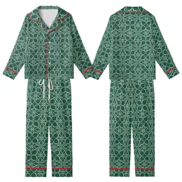 Women's Emerald Green Monogram Satin Sleep Set – Cream Abstract Filigree Loungewear Kid Satin Pajamas Set