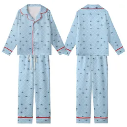 Women's Bridesmaid Monogram Sky Blue Trellis Satin Sleep Set Kid Satin Pajamas Set