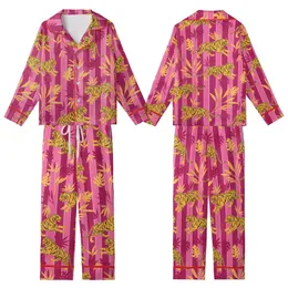 Women's Hot Pink Tiger Safari Block Print Cotton Sleep Set - Bridesmaid Loungewear Kid Satin Pajamas Set