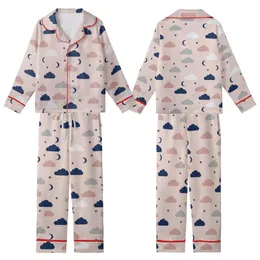 Gentle Aesthetic Lovers' Delicate Illustrative Pale Pink Muted Grey Navy Celestial Organic Pattern Kid Satin Pajamas Set