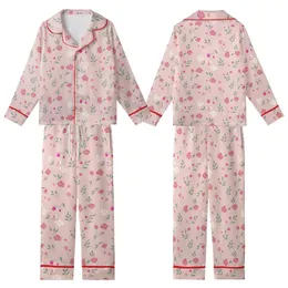 Bridesmaid & Bride Ruffle Tie Tank Set: Whimsical Blush Rosebud Floral Satin Pajamas Kid Satin Pajamas Set
