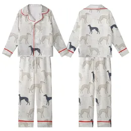 Greyhound Whippet Galgo: Minimalist Italian Greyhound Pattern Bamboo Stretch Bodysuit Kid Satin Pajamas Set