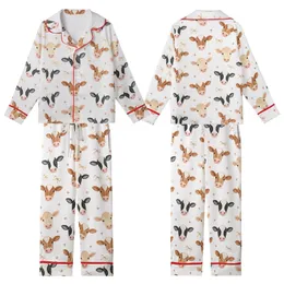 Women's Charming Watercolor Cow Heads, Tan Bows & Burnt Orange Plus Signs Seamless Rustic Kid Satin Pajamas Set