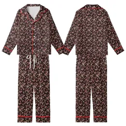 Nature-Inspired Rose Pink Fawn Berry Scatter on Deep Chocolate Brown Custom Print Kid Satin Pajamas Set