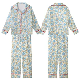 Retro Sky Blue Floral Bloom: 70s Hand-Drawn Olive Leaf & Earthy Stem Garment Kid Satin Pajamas Set
