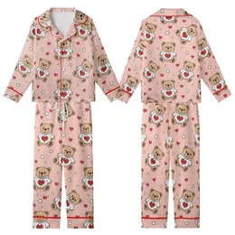 Sweetheart's Blush Pink: Cute Teddy Bear Hoodie SMILE Design Comfortwear Kid Satin Pajamas Set