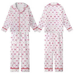 Sweet Elegance Pink Bow Diamond Lattice Magenta Dot Fashion Statement Kid Satin Pajamas Set
