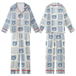 Cozy Comfort Lover's Dusty Blue & Cream Bear Faces with Cable Knit Accents Kid Satin Pajamas Set
