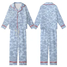 Classic Toile de Jouy: Serene Pastoral Scene & Blue Botanical Pattern Kid Satin Pajamas Set