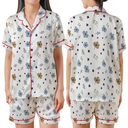 Minimalist Botanical Delicate Ash Blue Taupe Plum Sprigs Pure White Top Kid Satin Pajamas Set