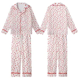 Romantic Hand-Sketched Red Hearts & Wispy Tendrils All-Over Wearable Kid Satin Pajamas Set