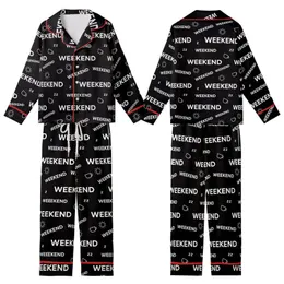 Weekend Lover: Scattered Typographic 'WEEKEND' Pattern with Leisure Icons - Black & White Motif Kid Satin Pajamas Set