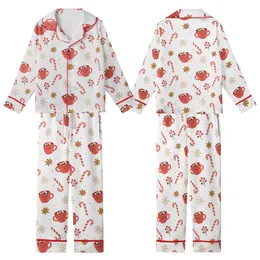 Festive Winter Charm: Pure White Candy Cane Cocoa Mug Berry Anise Snowflake Loungewear Kid Satin Pajamas Set