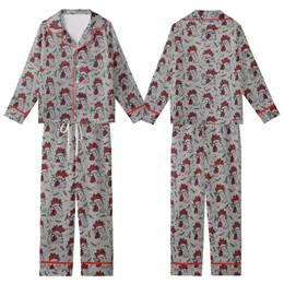 Grumpy Rooster All-Over Design: Sketchy Red & Black Fowl Heads Satin Short-Sleeve Pajamas Set