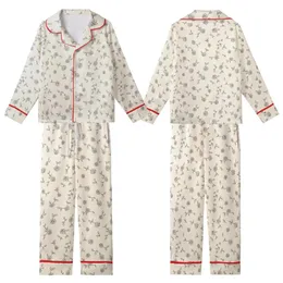 Nature Inspired Scattered Tiny Black Outline Rose Pattern Creamy Off-White Wearable Kid Satin Pajamas Set