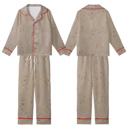 Sophisticated Minimalist Style Subtle Taupe Organic Lines Abstract Shapes All-Over Print Design Kid Satin Pajamas Set
